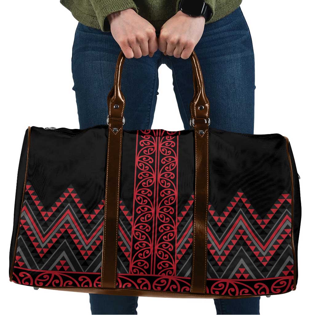 Red Aotearoa Mangopare Kowhaiwhai Niho Taniwha Travel Bag Maori New Zealand - Polynesian Pride