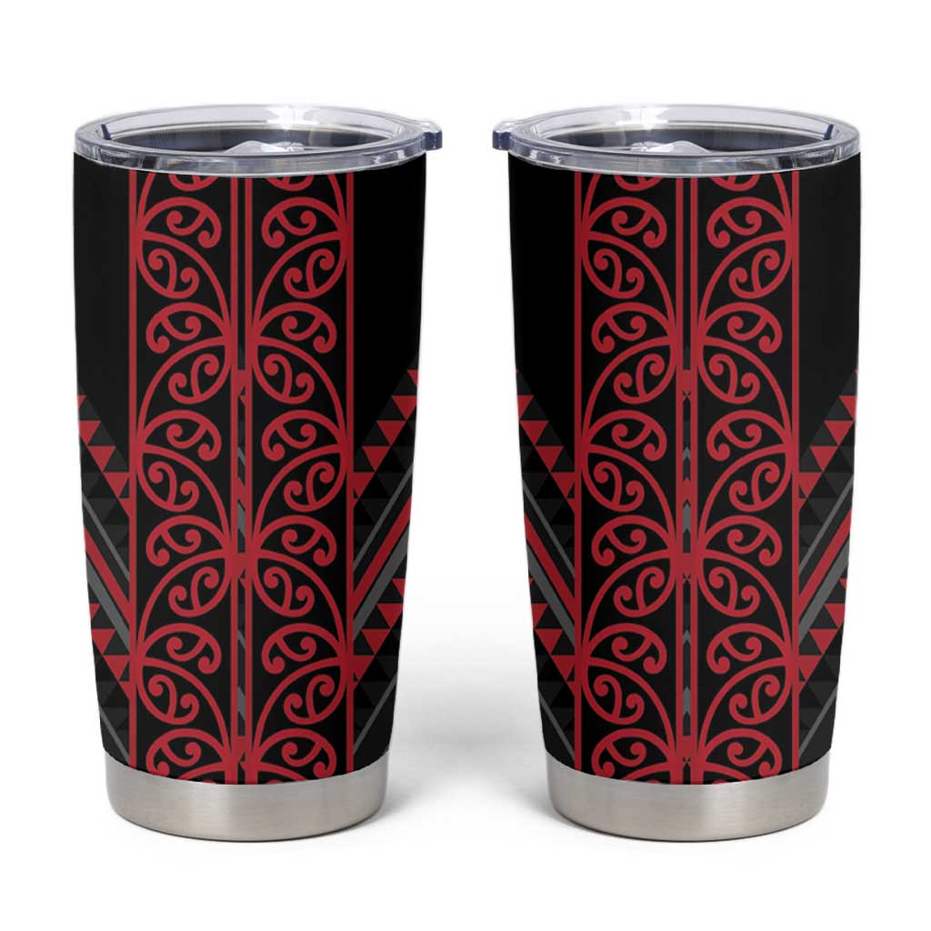 Red Aotearoa Mangopare Kowhaiwhai and Niho Taniwha Tumbler Cup Maori New Zealand