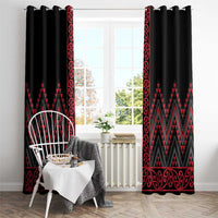 Red Aotearoa Mangopare Kowhaiwhai and Niho Taniwha Window Curtain Maori New Zealand