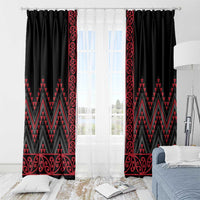 Red Aotearoa Mangopare Kowhaiwhai and Niho Taniwha Window Curtain Maori New Zealand