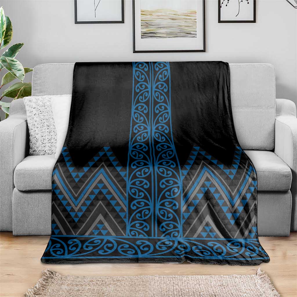 Blue Aotearoa Mangopare Kowhaiwhai and Niho Taniwha Blanket Maori New Zealand