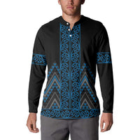 Blue Aotearoa Mangopare Kowhaiwhai and Niho Taniwha Button Sweatshirt Maori New Zealand