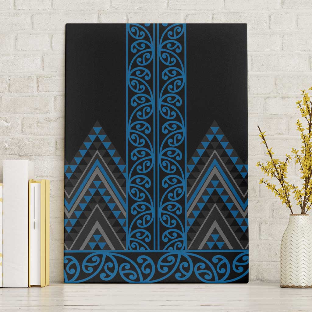 Blue Aotearoa Mangopare Kowhaiwhai and Niho Taniwha Canvas Wall Art Maori New Zealand