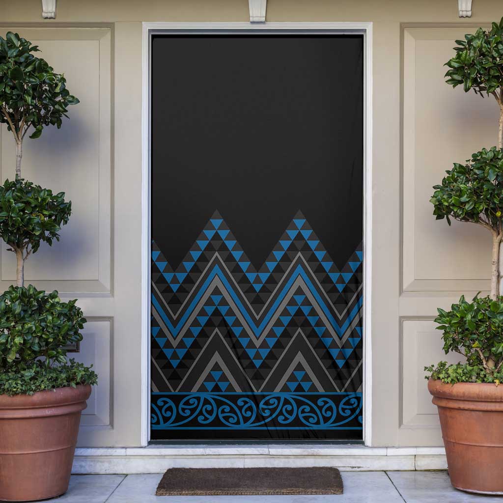 Blue Aotearoa Mangopare Kowhaiwhai Niho Taniwha Door Cover Maori New Zealand - Polynesian Pride
