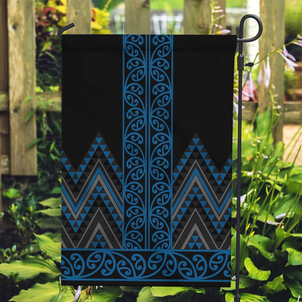 Blue Aotearoa Mangopare Kowhaiwhai and Niho Taniwha Garden Flag Maori New Zealand