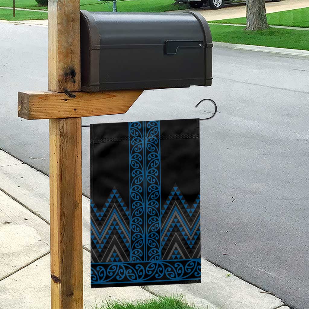 Blue Aotearoa Mangopare Kowhaiwhai and Niho Taniwha Garden Flag Maori New Zealand