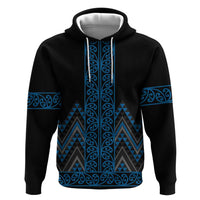 Blue Aotearoa Mangopare Kowhaiwhai and Niho Taniwha Hoodie Maori New Zealand