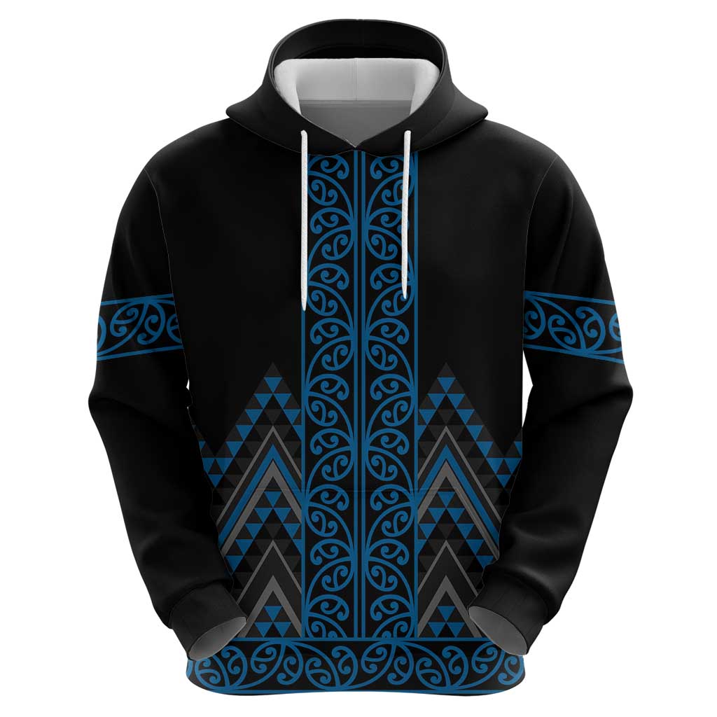Blue Aotearoa Mangopare Kowhaiwhai and Niho Taniwha Hoodie Maori New Zealand