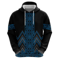Blue Aotearoa Mangopare Kowhaiwhai and Niho Taniwha Hoodie Maori New Zealand