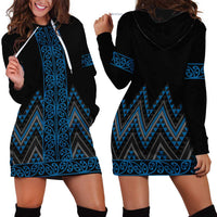 Blue Aotearoa Mangopare Kowhaiwhai and Niho Taniwha Hoodie Dress Maori New Zealand