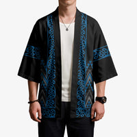 Blue Aotearoa Mangopare Kowhaiwhai Niho Taniwha Kimono Maori New Zealand - Polynesian Pride