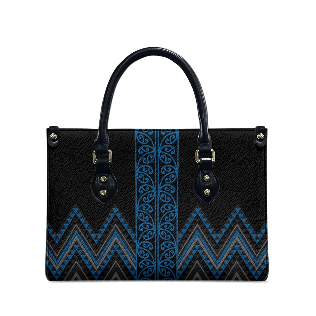 Blue Aotearoa Mangopare Kowhaiwhai Niho Taniwha Leather Bag Maori New Zealand - Polynesian Pride
