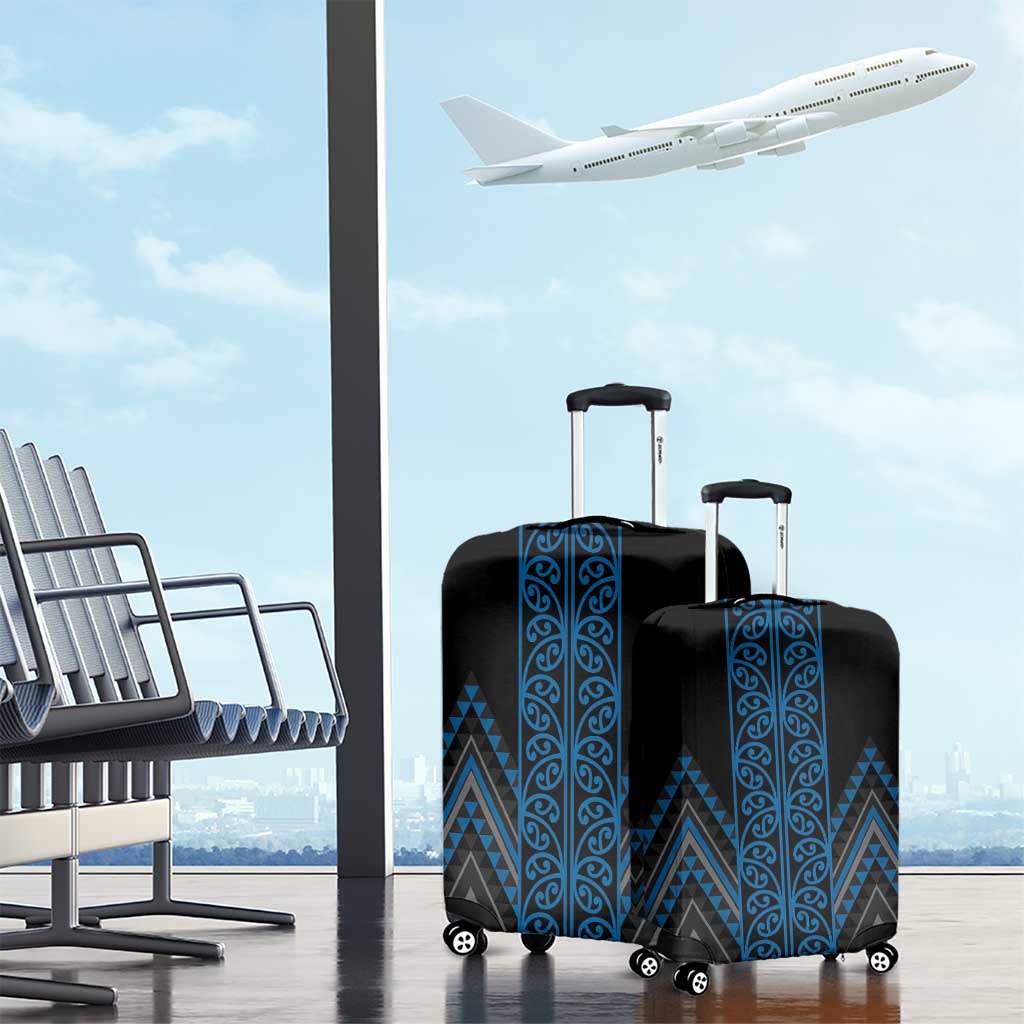Blue Aotearoa Mangopare Kowhaiwhai and Niho Taniwha Luggage Cover Maori New Zealand