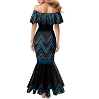 Blue Aotearoa Mangopare Kowhaiwhai and Niho Taniwha Mermaid Dress Maori New Zealand