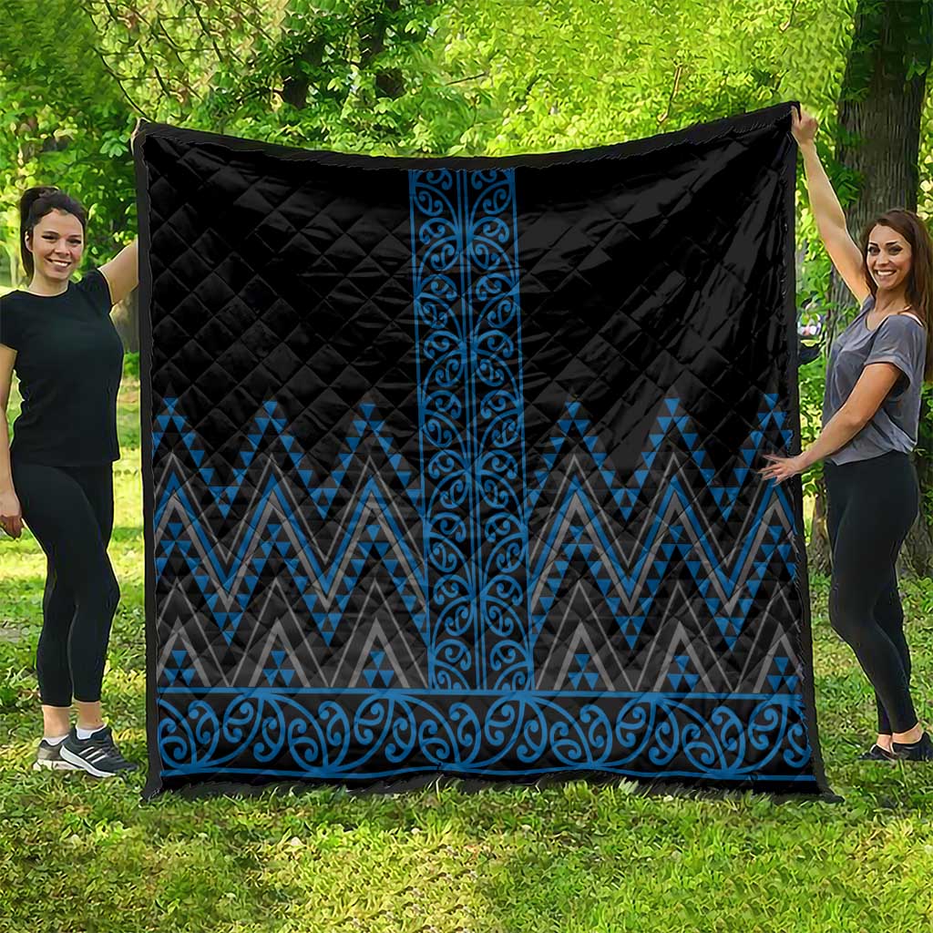 Blue Aotearoa Mangopare Kowhaiwhai and Niho Taniwha Quilt Maori New Zealand