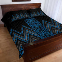 Blue Aotearoa Mangopare Kowhaiwhai and Niho Taniwha Quilt Bed Set Maori New Zealand