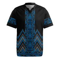 Blue Aotearoa Mangopare Kowhaiwhai and Niho Taniwha Rugby Jersey Maori New Zealand