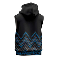 Blue Aotearoa Mangopare Kowhaiwhai Niho Taniwha Sleeveless Hoodie Maori New Zealand - Polynesian Pride