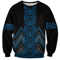 Blue Aotearoa Mangopare Kowhaiwhai and Niho Taniwha Sweatshirt Maori New Zealand