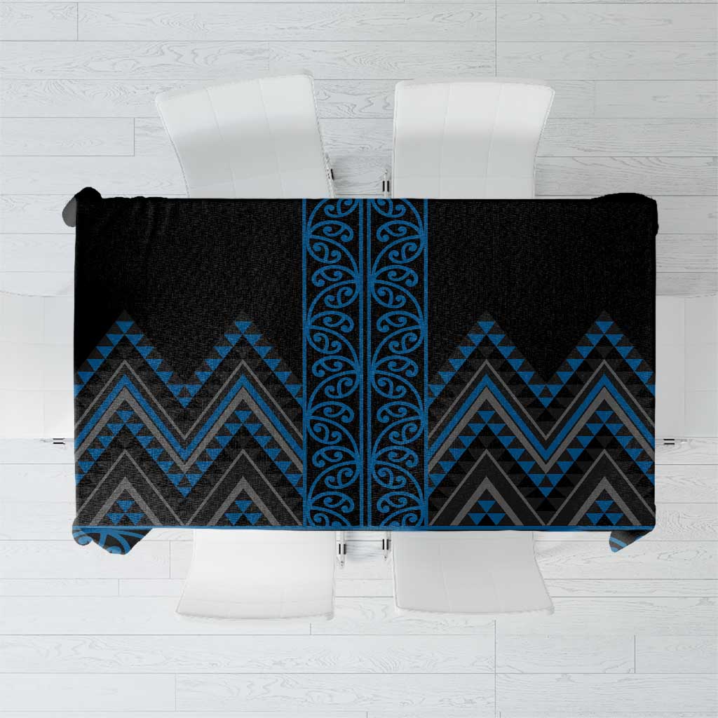 Blue Aotearoa Mangopare Kowhaiwhai and Niho Taniwha Tablecloth Maori New Zealand