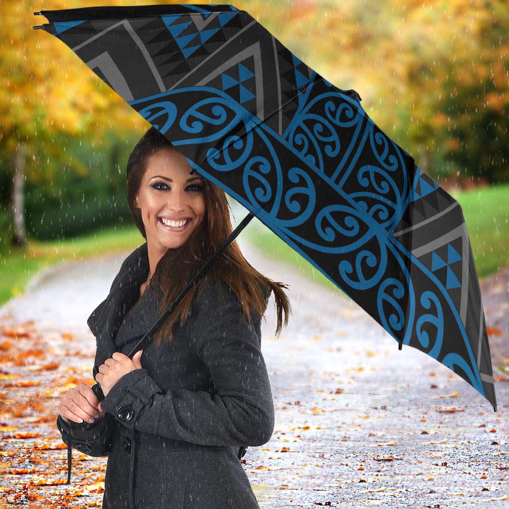 Blue Aotearoa Mangopare Kowhaiwhai Niho Taniwha Umbrella Maori New Zealand - Polynesian Pride