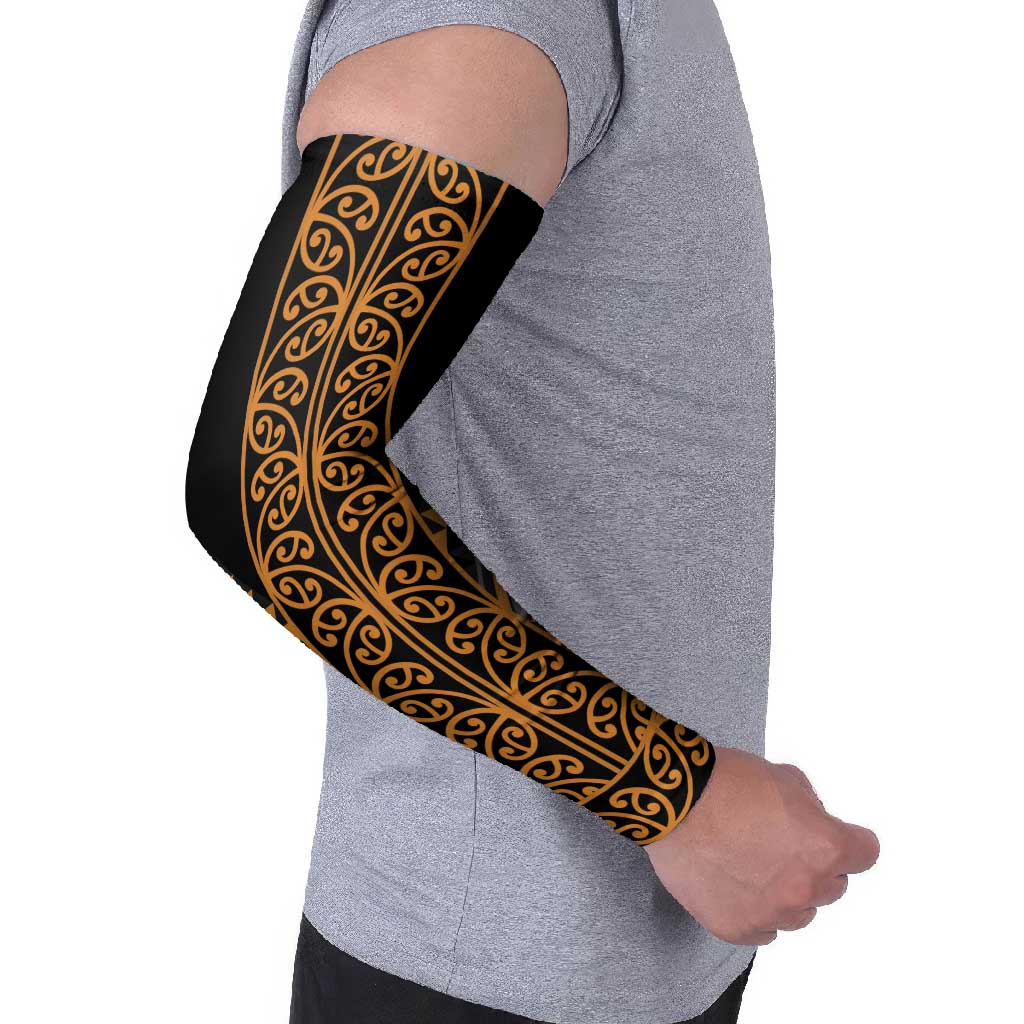 Gold Aotearoa Mangopare Kowhaiwhai Niho Taniwha Arm Sleeves Maori New Zealand - Polynesian Pride