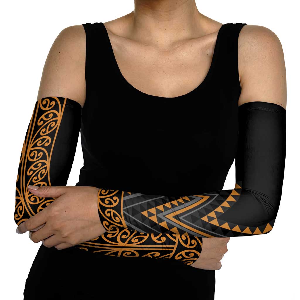 Gold Aotearoa Mangopare Kowhaiwhai Niho Taniwha Arm Sleeves Maori New Zealand - Polynesian Pride