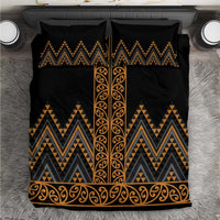 Gold Aotearoa Mangopare Kowhaiwhai and Niho Taniwha Bedding Set Maori New Zealand