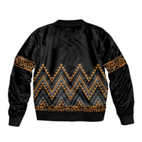 Gold Aotearoa Mangopare Kowhaiwhai and Niho Taniwha Bomber Jacket Maori New Zealand