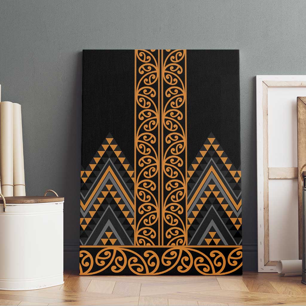 Gold Aotearoa Mangopare Kowhaiwhai and Niho Taniwha Canvas Wall Art Maori New Zealand