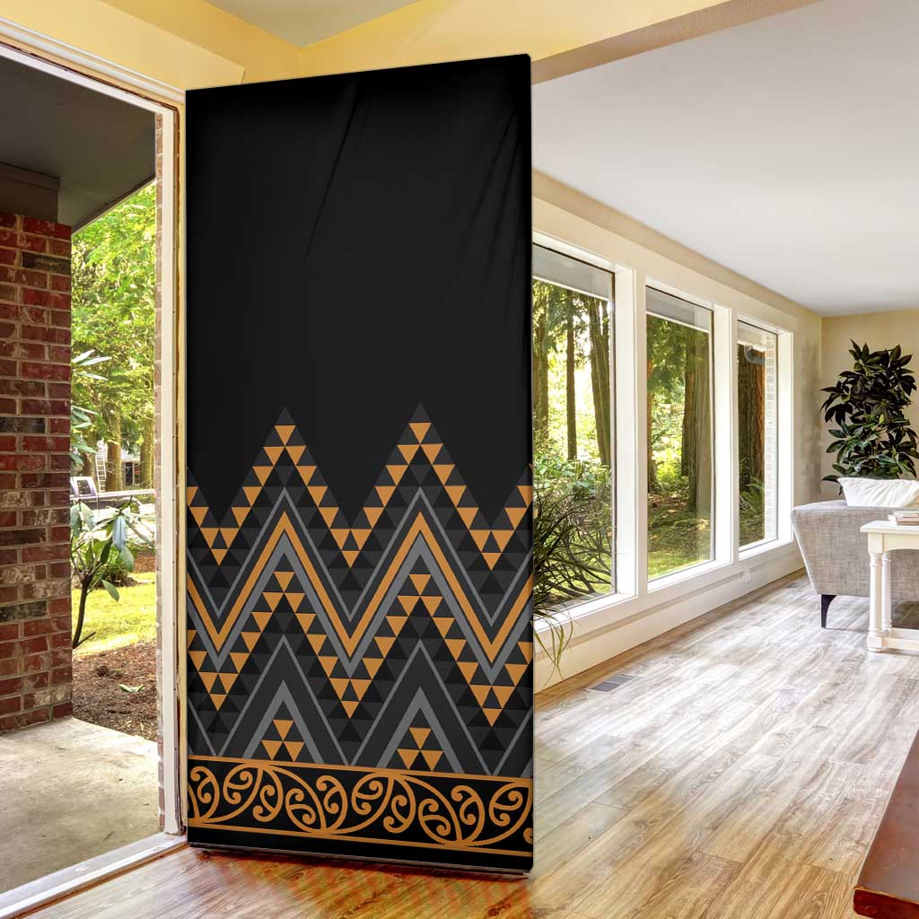 Gold Aotearoa Mangopare Kowhaiwhai Niho Taniwha Door Cover Maori New Zealand - Polynesian Pride