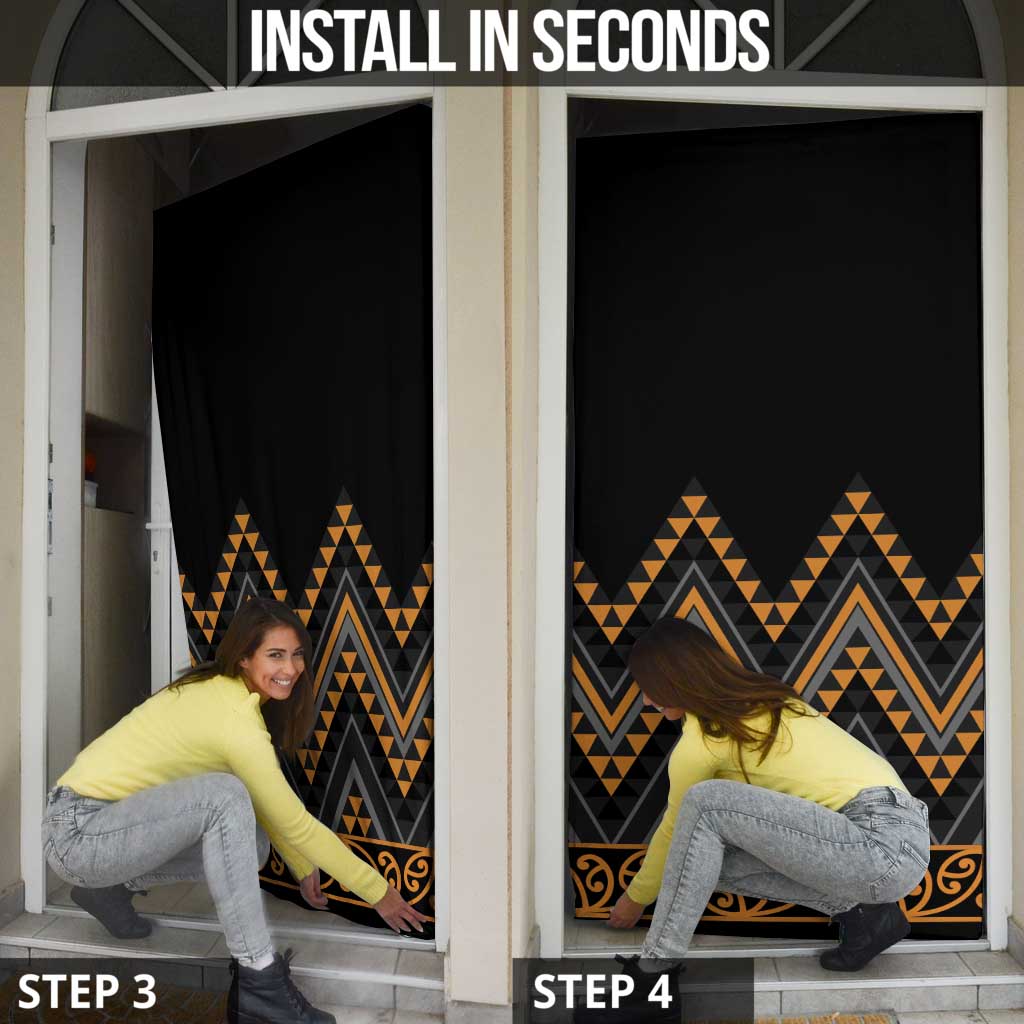 Gold Aotearoa Mangopare Kowhaiwhai Niho Taniwha Door Cover Maori New Zealand - Polynesian Pride