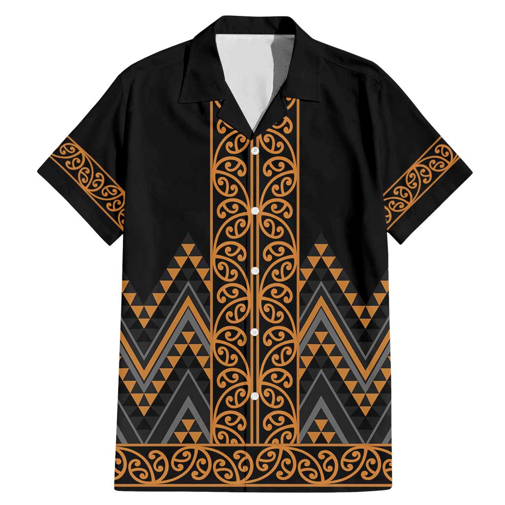 Gold Aotearoa Mangopare Kowhaiwhai and Niho Taniwha Family Matching Mermaid Dress and Hawaiian Shirt Maori New Zealand