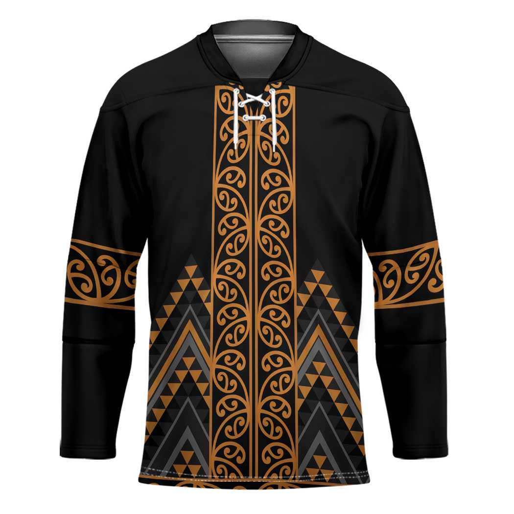 Gold Aotearoa Mangopare Kowhaiwhai Niho Taniwha Hockey Jersey Maori New Zealand - Polynesian Pride