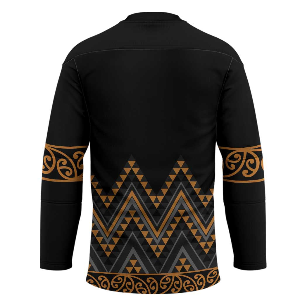 Gold Aotearoa Mangopare Kowhaiwhai Niho Taniwha Hockey Jersey Maori New Zealand - Polynesian Pride