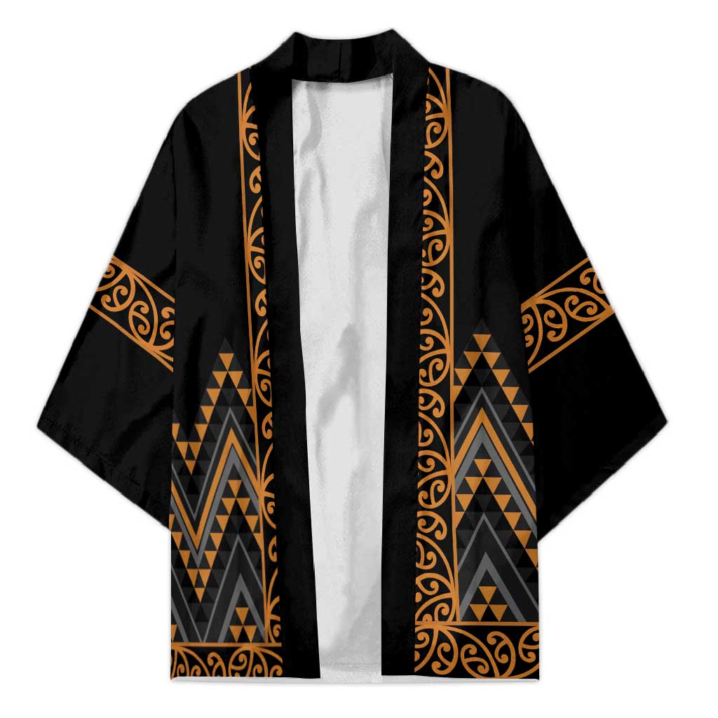 Gold Aotearoa Mangopare Kowhaiwhai Niho Taniwha Kimono Maori New Zealand - Polynesian Pride
