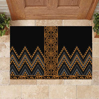 Gold Aotearoa Mangopare Kowhaiwhai and Niho Taniwha Rubber Doormat Maori New Zealand