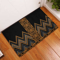 Gold Aotearoa Mangopare Kowhaiwhai and Niho Taniwha Rubber Doormat Maori New Zealand