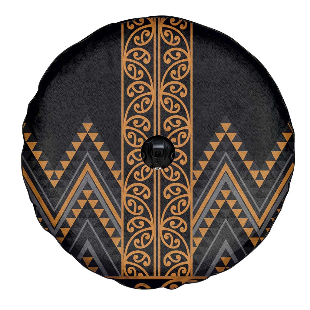 Gold Aotearoa Mangopare Kowhaiwhai and Niho Taniwha Spare Tire Cover Maori New Zealand