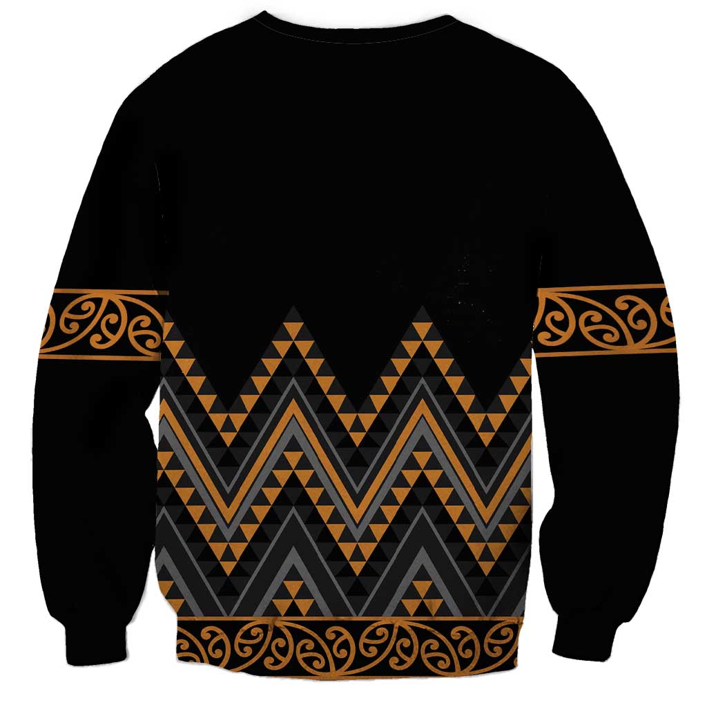 Gold Aotearoa Mangopare Kowhaiwhai and Niho Taniwha Sweatshirt Maori New Zealand