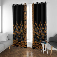 Gold Aotearoa Mangopare Kowhaiwhai and Niho Taniwha Window Curtain Maori New Zealand