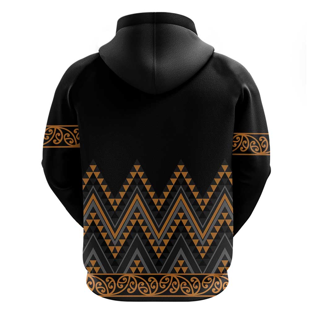 Gold Aotearoa Mangopare Kowhaiwhai and Niho Taniwha Zip Hoodie Maori New Zealand