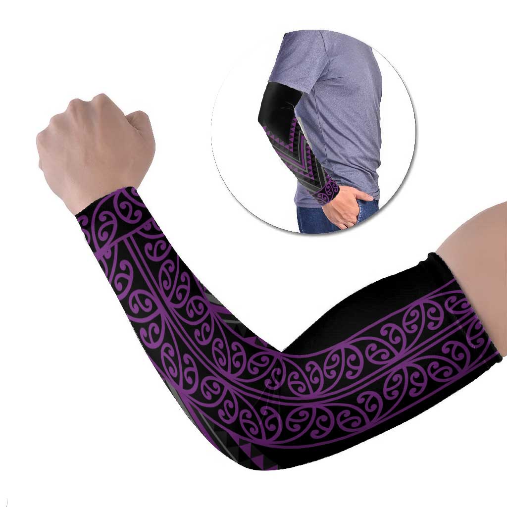 Purple Aotearoa Mangopare Kowhaiwhai Niho Taniwha Arm Sleeves Maori New Zealand - Polynesian Pride