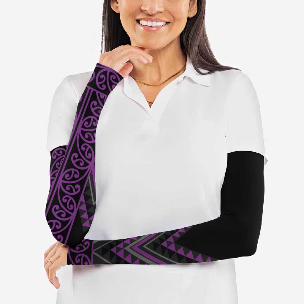 Purple Aotearoa Mangopare Kowhaiwhai Niho Taniwha Arm Sleeves Maori New Zealand - Polynesian Pride