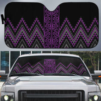 Purple Aotearoa Mangopare Kowhaiwhai Niho Taniwha Auto Sun Shade Maori New Zealand - Polynesian Pride