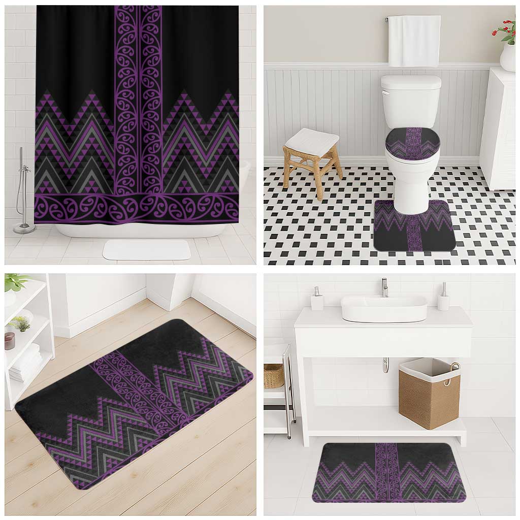 Purple Aotearoa Mangopare Kowhaiwhai Niho Taniwha Bathroom Set Maori New Zealand - Polynesian Pride