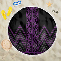 Purple Aotearoa Mangopare Kowhaiwhai and Niho Taniwha Beach Blanket Maori New Zealand