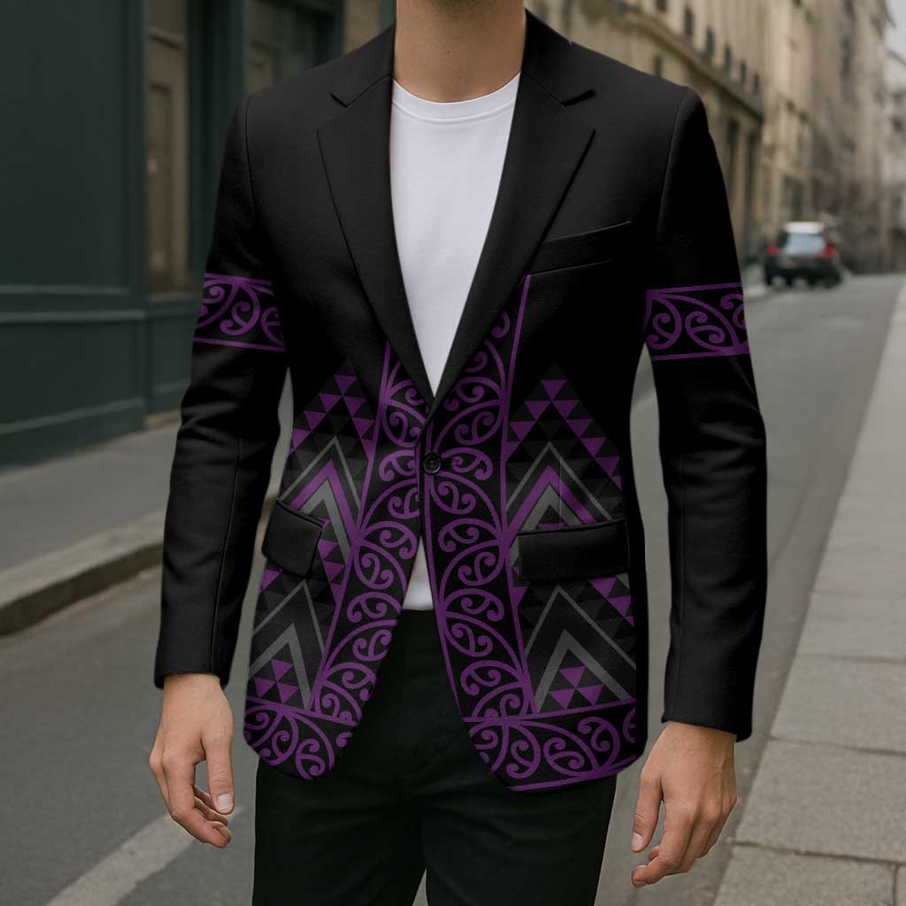 Purple Aotearoa Mangopare Kowhaiwhai Niho Taniwha Blazer Maori New Zealand - Polynesian Pride