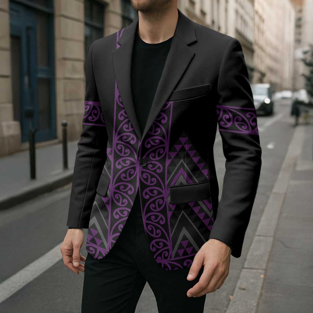 Purple Aotearoa Mangopare Kowhaiwhai Niho Taniwha Blazer Maori New Zealand - Polynesian Pride