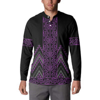 Purple Aotearoa Mangopare Kowhaiwhai and Niho Taniwha Button Sweatshirt Maori New Zealand